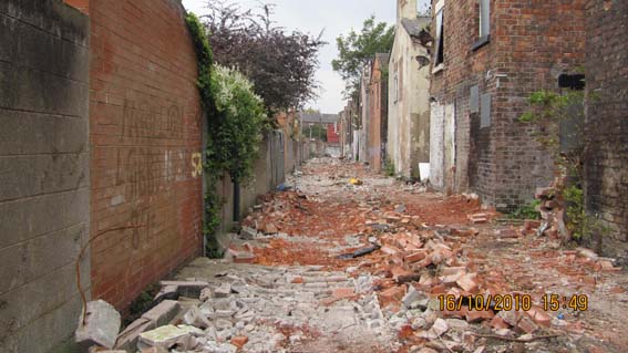 Devastation left in back alley between Cairns Street and Beaconsfield Street